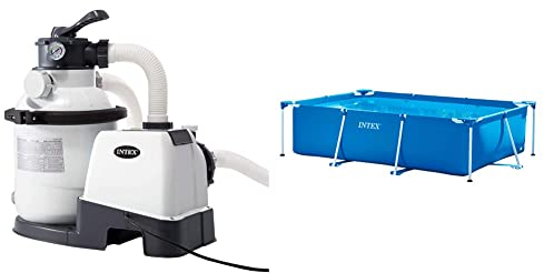 Depuradora de arena INTEX Krystal Clear 4500 litros/hora 0,25 hp, Multicolor + 28272NP Small Frame - Piscina desmontable, 300 x 200 x 75 cm, 3.834 litros, azul