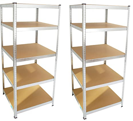 TRUTZHOLM 2X Schwerlastregal 180x75x75cm Werkstattregal 875 kg | 5 Böden | Archivregal Lagerregal Kellerregal Metallregal Regal Garagenregal