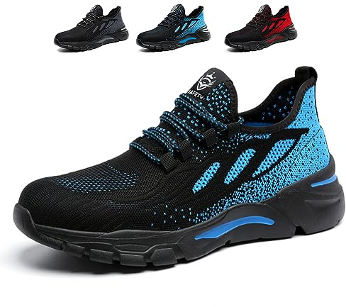 NuCamper Chaussures de Sécurité Hommes Femmes Acier Sneakers Baskets en Acier Chaussure Léger Respirant Confortable Chaussures de Travail Antidérapantes Chaussures de Protection Securite