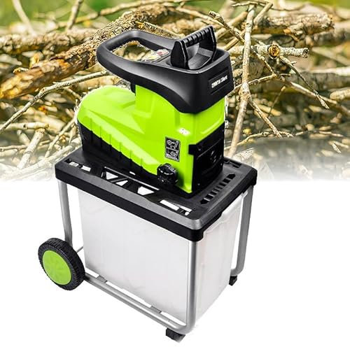 CYTBEK 2800WGarden Shredder, Silent Crushing Shredder, Max.45mm Capacity, 60L Collection Box, Shredders and Chippers with Transport Wheel for Wood and Tough Garden Debris