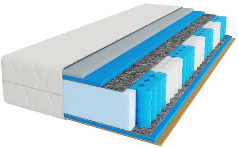 Mebligo - Matratze 160x200 cm, Taschenfederkernmatratze, Höhe 25 cm, Härtegrad H3 H4, 7 Zonen Matratze mit Kokosmatte, Visco-Schaumstoff - Premier Rest Premium Serie