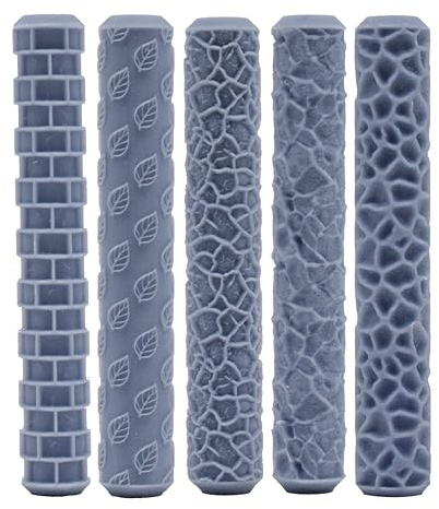 5 Rulli Texture e Modellazione Di Argilla polimerica Rulli Impastare Di Argilla Rullo Mano Texturizzato Timbro Di Argilla per Modellismo Strumento Di Ceramica Artigianato DIY