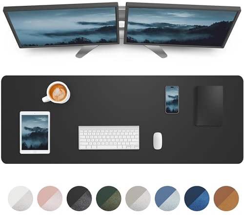 Large Desk pad mat,Mouse Pad,Office Desk Mat, Non-Slip PU Leather Desk Blotter,Large Desk pad,Waterproof Keyboard mat for Office/Home/Decor (Black,48 x 17)