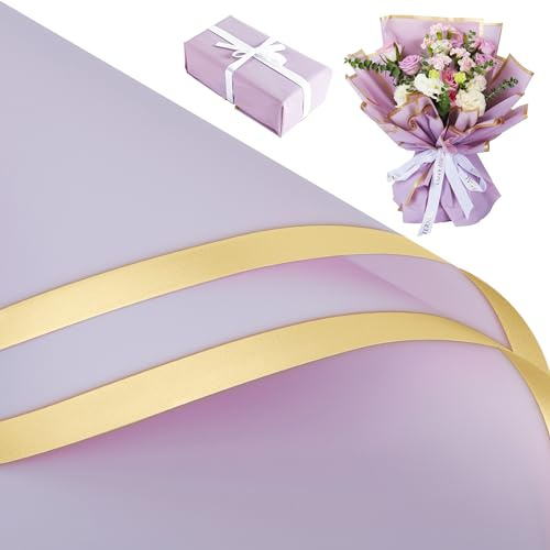 Papier Cadeau Fleur, Emballage imperméable pour bouquet de fleurs violet