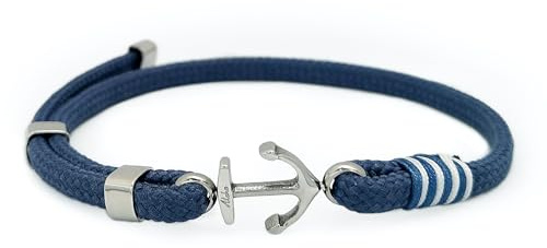 Aloha Bracelet nautique Ancre Idée Cadeau Homme Femme Cordon Bleu Réglable Acier Taglia Unica Acier Inoxydable