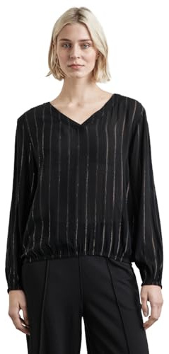 STREET ONE V-ringad blus w Lurex randig, svart, 38