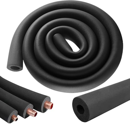 Aislamiento de tuberías de espuma autoadhesiva de 1,8 m para tuberías de calefacción, 9 mm de espesor (Negro, Ø 16 mm)