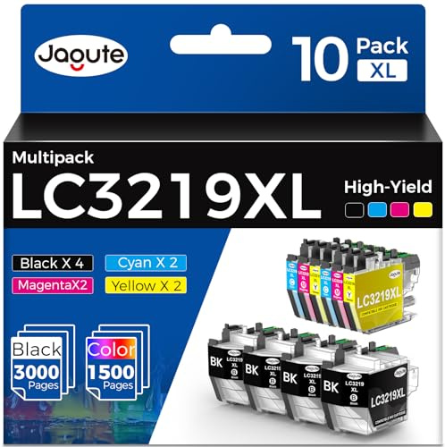 10 Pacchetti Cartucce Stampante LC3219XL Compatibile con Brother LC3219XL LC3217 Multipack per Brother J6530DW MFC-J5730DW MFC-J5330DW MFC-J5335DW MFC-J6935DW MFC-J6930DW (Nero Ciano Magenta Giallo)