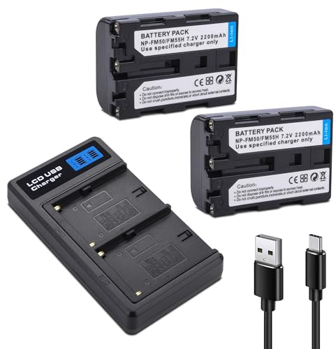 ANCBD 2 Pack Replacement NP-FM50 Battery with Charger Compatible with Sony NP-FM30 NP-FM51 NP-QM50 NP-QM51 NP-FM55H Battery and Sony M Type NP-FM50 Equivalent Camcorder/Camera