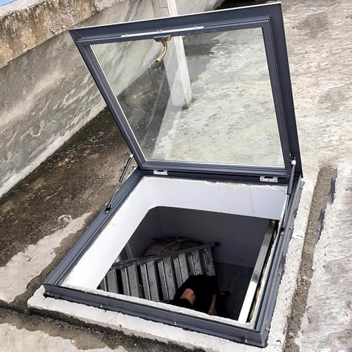 FAXJRU Botola da Tetto, Lucernario per Tetto, Botola di Accesso al Tetto, Lucernario sul Tetto, Copertura per Botola per Accesso del Tetto, Finestra da Tetto,Doppio Vetro(90x90cm(35x35inch))