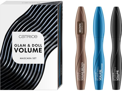 Catrice Glam & Doll Volume Mascara Set 01 Turn Up The Volume!, 3-teiliges Set, wasserfeste & klassische Mascara, Volumen & Definition, Schwarz & Braun