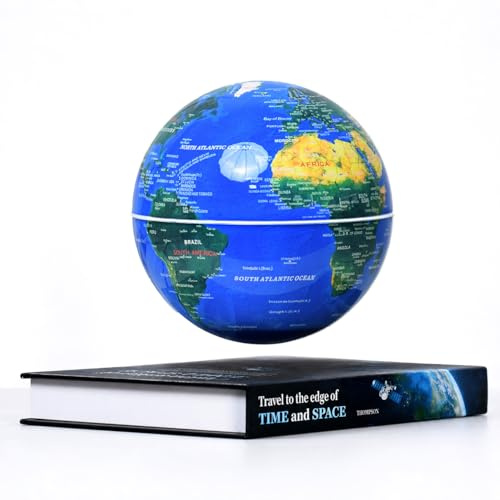 Globe Terrestre à Lévitation Magnétique, Mappamonde Flottante 6 Pouces avec Base Style Livre et Lumières LED, Décoration de Bureau Élégante, Cadeau Anniversaire Original pour Hommes et Enfants