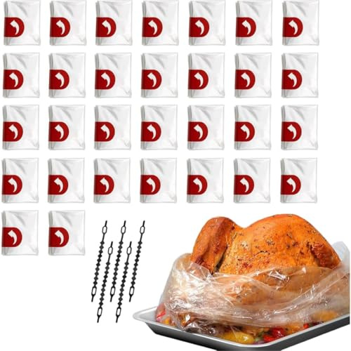 30 bolsas de asar para horno, bolsas de cocina de 25 x 38 cm para carne de pollo, pescado, bolsa multiusos para asar pavo