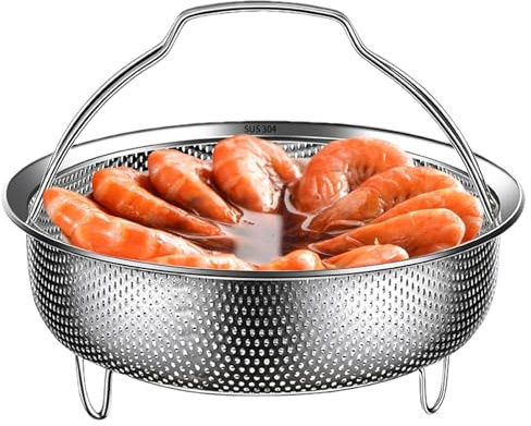 Inserto per cottura a vapore, in acciaio inox 304, 14, 18, 22 cm, cestino per cottura a vapore per verdure, resistente al calore, con manico, colino in metallo, griglia per cottura a vapore per uova