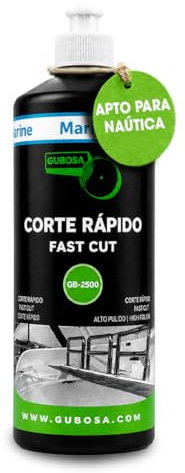 Pulimento nautico corte rapido gelcoat eliminador de oxido metal quita oxido abrillantador barco para pulidora restaurador pintura nautica cascos cubiertas kit botella 1L + pad 180mm | GUBOSA