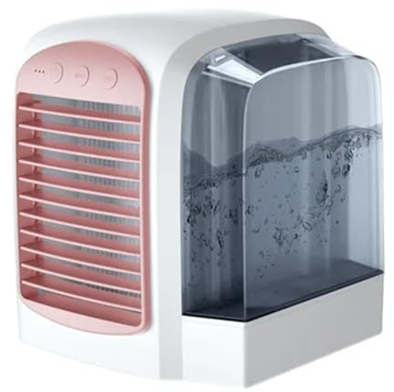 Mini Luftkonditionering Bärbar Vattenkylningsfläkt Luftfuktare Renare Desktop Luftkylare Fläkt Med Nattljus For Office Home Kyl Ner Snabbt(Pink)