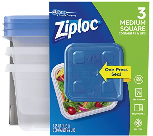 Ziploc® Plastic Food Storage Container Set, Clear, Pack of 3