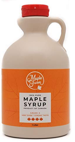 Pur Sirop d'érable Grade A (Very dark, Strong taste) - 1 litre (1,32 Kg) - Original maple syrup - Pur Sirop d'erable
