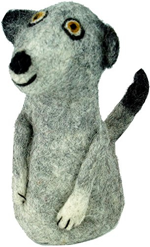 GURU SHOP Filz Eierwärmer, Handgemachte Filzdekoration aus Nepal, Filztier - Erdmännchen Grau, 15x7x7 cm, Küchenaccessoires, Sonstiges