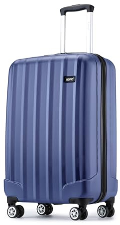 Kono 55x35x20cm Carry-on Suitcase for EasyJet Super Lightweight ABS+PC Suitcase with 4 Wheels Spinner Luggage Vertical Strip Travel Trolley Case (Navy)
