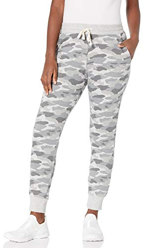 Amazon Essentials Women's Fleece Cuffed Jogging Bottoms (Available in Plus Size), Light Grey Camo, M