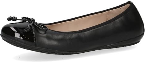 CAPRICE Damen Ballerinas aus Leder mit Lack, Schwarz (Black Comb), 38 EU