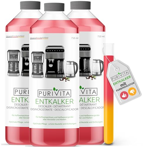 PURIVITA® Universel Detartrant Machine a Cafe [3x750ML] - Anti Calcaire avec Compatibilité Universelle - Produits Détartrant pour Machines à Café - Anticalcaire Convient pour les Marques Connues