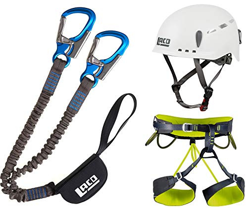 LACD Klettersteigset Pro + Klettergurt Camp Größe L + Helm Protector 2.0 White