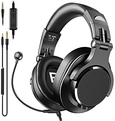 Bopmen Auriculares gaming de diadema con micrófono - con cable, control de volumen en línea y tecnología SharePort, ideales para oficinas y DJ, para PC, teléfono, PS4 y Xbox One (Y71-M)