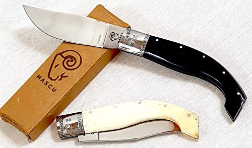 ARMERIAONLINE SINCE 1999 Coltello coltellino sardo Tipo ARBURESA ARBUS da Caccia Piccolo da Collezione Manico in Corno Sardegna Tascabile richiudibile (Nero)