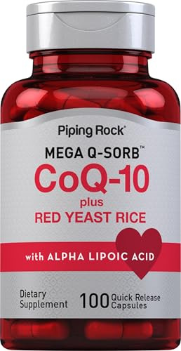 Piping Rock CoQ10 120mg | 100 Capsules | with Red Yeast Rice and Alpha Lipoic Acid | Mega Q-Sorb Coenzyme Q10 | Non-GMO, Gluten Free Supplement