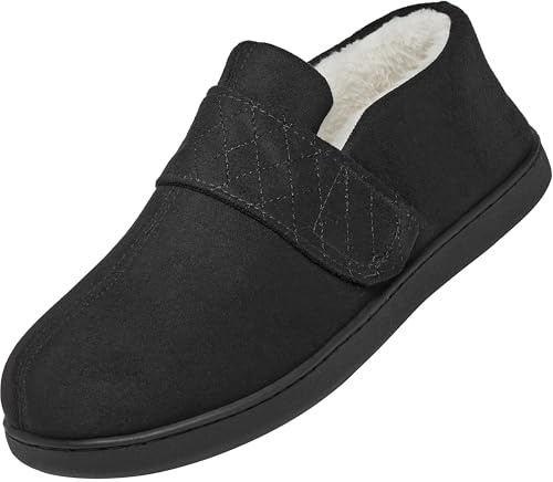 Mishansha Chaud Chaussons Hommes Hiver Pantoufle Femmes pour La Maison en Mousse à Mémoire de Forme Pantoufles D'extérieur Antidérapant, Chaud Noir 44