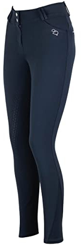 Lazura - Reithose für Damen Breeze Dunkelblau | Vollbesatzreithose mit seitlicher Handytasche & Komfortbund | Reitleggings mit Vollbesatz aus Silikon | Reitbekleidung in Größe 46