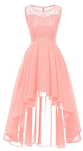 Brudtärneklänningar, knälång, A-linjeskuren, bröllop, festlig klänning, kort framtill, lång baktill, aftonklänning, ärmlös chiffongklänning, dam, elegant cocktailklänning, sommarklänning, spetsklänning, balklänningar, XL