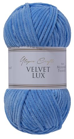 Utopia Crafts Velvet Lux Chenille Yarn 100g (Sky Blue)