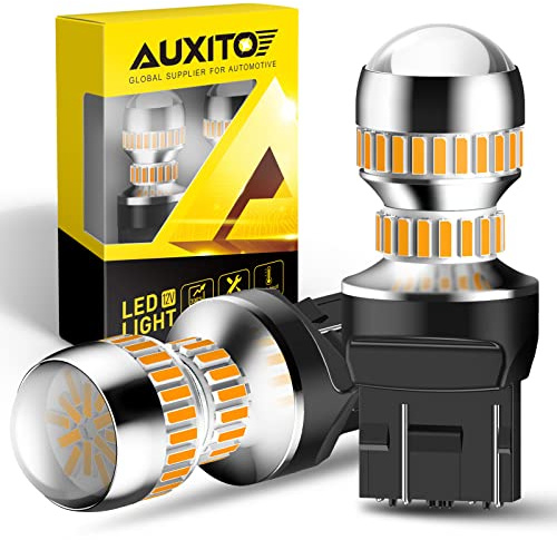 AUXITO LED Turn Signal Lights Tail Lights 7443 7440 T20 7440A Led Bulbs Amber Yellow Bright 7441 7444 7444NA W21W LED Replacement Lights for Front Rear Turn Signal Marker Blinker Lights(Pack of 2)