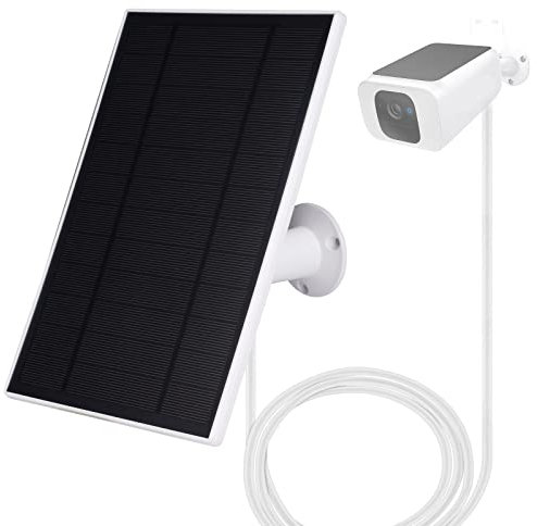 Offfay Solar Panel for Security Camera, 6W 5V Solar Panel Charger for Wireless IP Battery Camera, Micro USB to USB-C Adapter, IP65 Waterproof, Continuous Power Supply, Plug and Play, 1 Pack