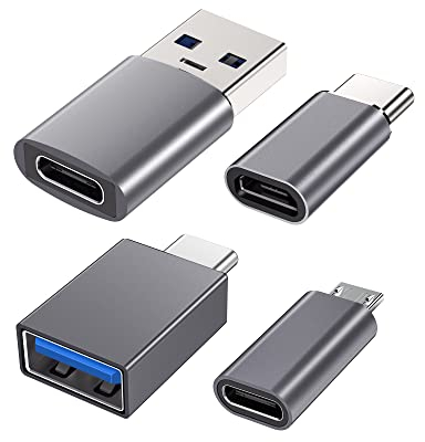 USB C Adapter 4 Stück, Buchse auf USB 3.1 Stecker Adapter, Micro USB Kompatibel mit iPhone, PC, Samsung Galaxy, iPad, Laptop, MacBook, Google, AirPods