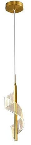 JISADER Lámpara Colgante de Luz de Techo en Espiral, Lámpara Colgante Moderna de Decoración, Luces LED Colgantes para Bar, Escalera, Tienda, de Cocina, Áureo Claro de 3 Colores, Individual