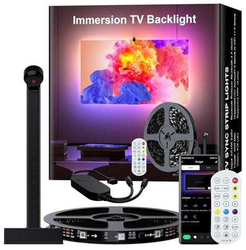 MIWATT TV LED luces 3M que cambian sincronizadamente con la imagen de TV TV retroiluminación con sensor AR sincronización de música App RGB control inteligente tira de LED para TV PC 43-50inch