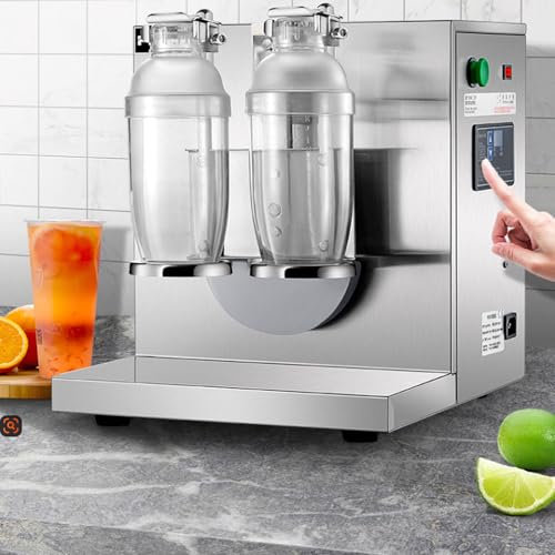 Máquina agitadora de té con leche automática,Agitadora eléctrica de té con leche y cócteles de doble marco,Acero inoxidable y vasos dobles para té de burbujas,zumo,café,leche,vino