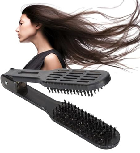 Peigne à Lisser et Brosse Double Face - Poils de Sanglier, Pince Lissante de Coiffure Professionnelle