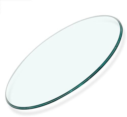 Rund klar härdat glas matbord topp för soffbord kontorsbord sidobord transparent cirkel glasbord (32 tum)