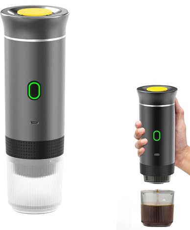 Macchina per caffè portatile, 3 in 1 caffettiera per caffè espresso riscaldamento elettrico da viaggio, compatibile con capsule piccole e grandi e caffè macinato, ricarica USB per 12 V auto e