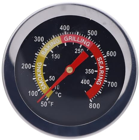 Griges de Température de Gril à Barbecue en Acier Inoxydable, 52 Mm 50-800 ℉ Plage de Mesure BBQ Pit Fumeur Thermomètre Thermomètre Temptaire pour la Viande Port de Cuisson