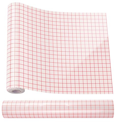 Piuluvor® Transferfolie Plotter für Plotterfolie Vinyl, Übertragungsfolie Plotter 30,5cm × 10m Vinylfolie Plotter Ausrichtungsgitter mit Schaber für Abziehbilder, Schilder, Partydekoration (Rot)