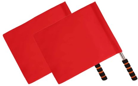 GRIRIW 2 pezzi Bandiere Arbitro Sportive Rosse Segnalazione Manuale per Calcio Volley Basket Resistenti e Visibili per Competizioni e Arbitri Campi Regolamentari