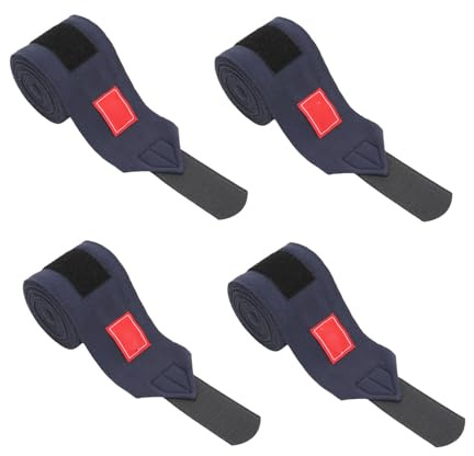 SUNGOOYUE Bandages de Protection des Jambes de Cheval, Bandages de Jambe en Polaire Douce, 4 Pièces pour L'entraînement Quotidien ou la Compétition (Bleu foncé)
