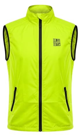 ENGREEK Men's Lightweight Gilet Hi-Vis Reflective Vest Cycling Running Top | Summer Fashion Water Resistant Concealed Hood Zip Pockets Beach Holiday Festival Camping Casual Outdoor Exercise Activewear