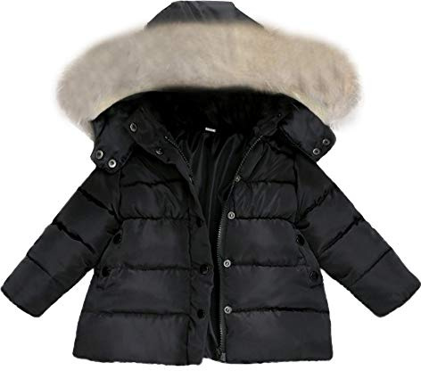 Generisch 2026 Chaqueta de plumón de invierno para ropa cálida para niños, conjunto con abrigo, trajes de bebé, cierre de botones (negro, 80)